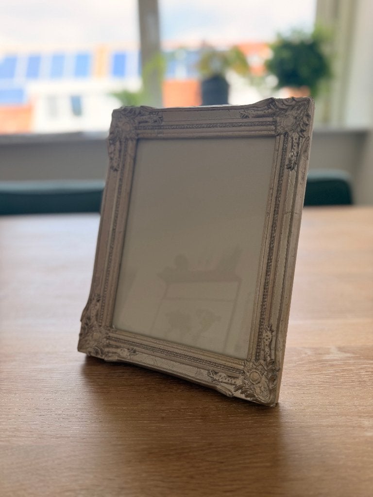 Fotolijstje zilver versierd 10x15cm, Ophalen, Zilver, Met glas, Standaard fotolijst