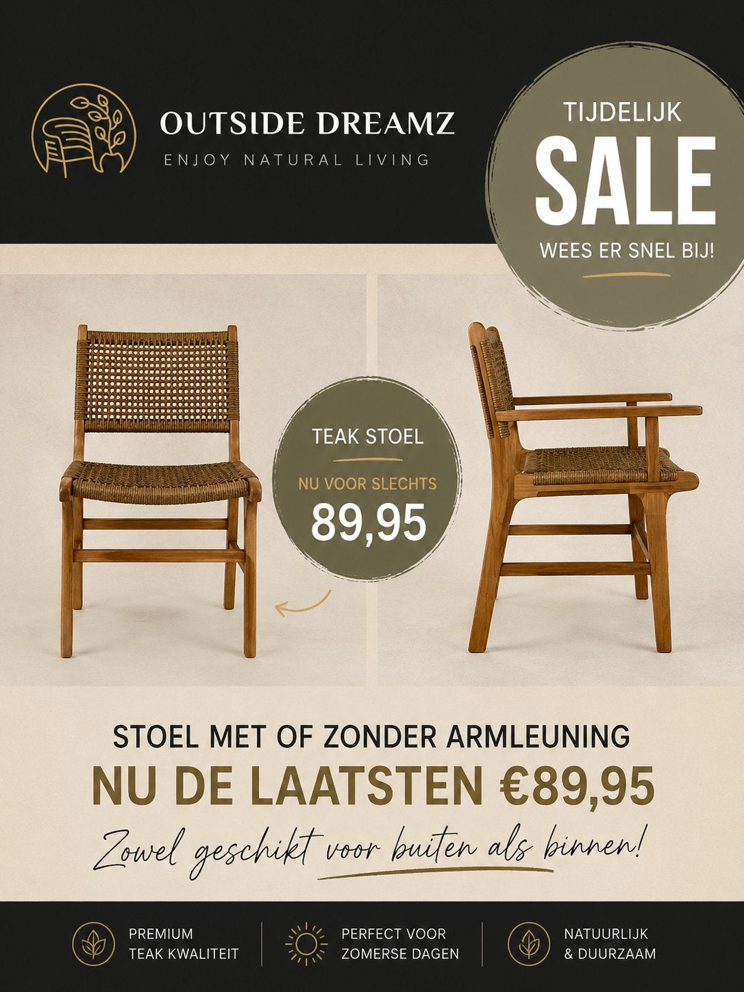 Teakhouten eetkamerstoel, Tickets en Kaartjes, Eén persoon, Cadeaubon
