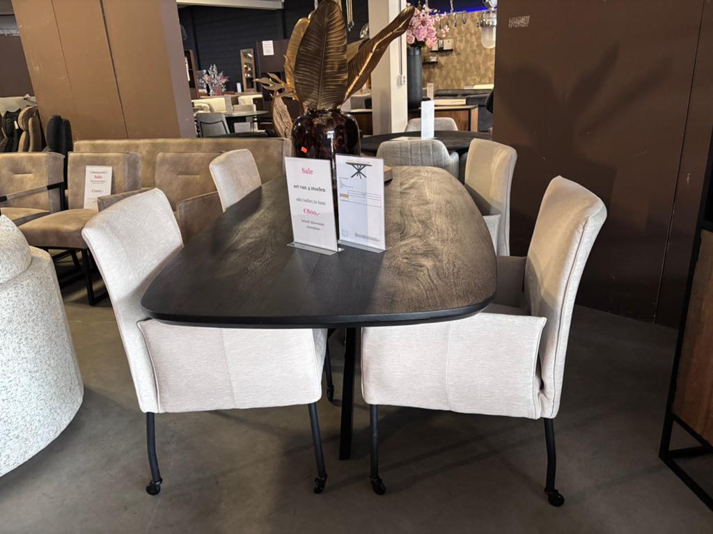 Set van 4 stoelen SHOWROOM OPRUIMING, Ophalen, Nieuw, Zwart, Stof
