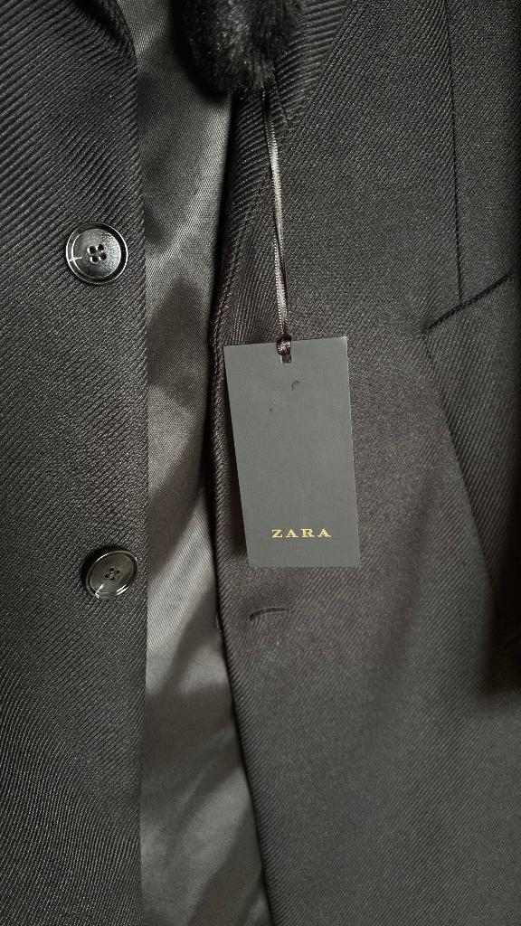 Nieuwe zwarte Zara lange manteljas maat M – nog met labels., Maat 38/40 (M), Nieuw, Ophalen of Verzenden, Zara
