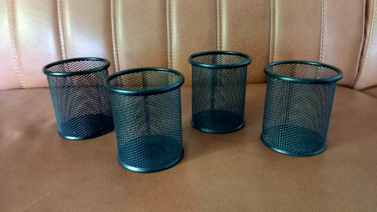 zwarte gaas potjes 4 stuks, 10 cm, Zwart, Waxinelichthouder, Ophalen of Verzenden