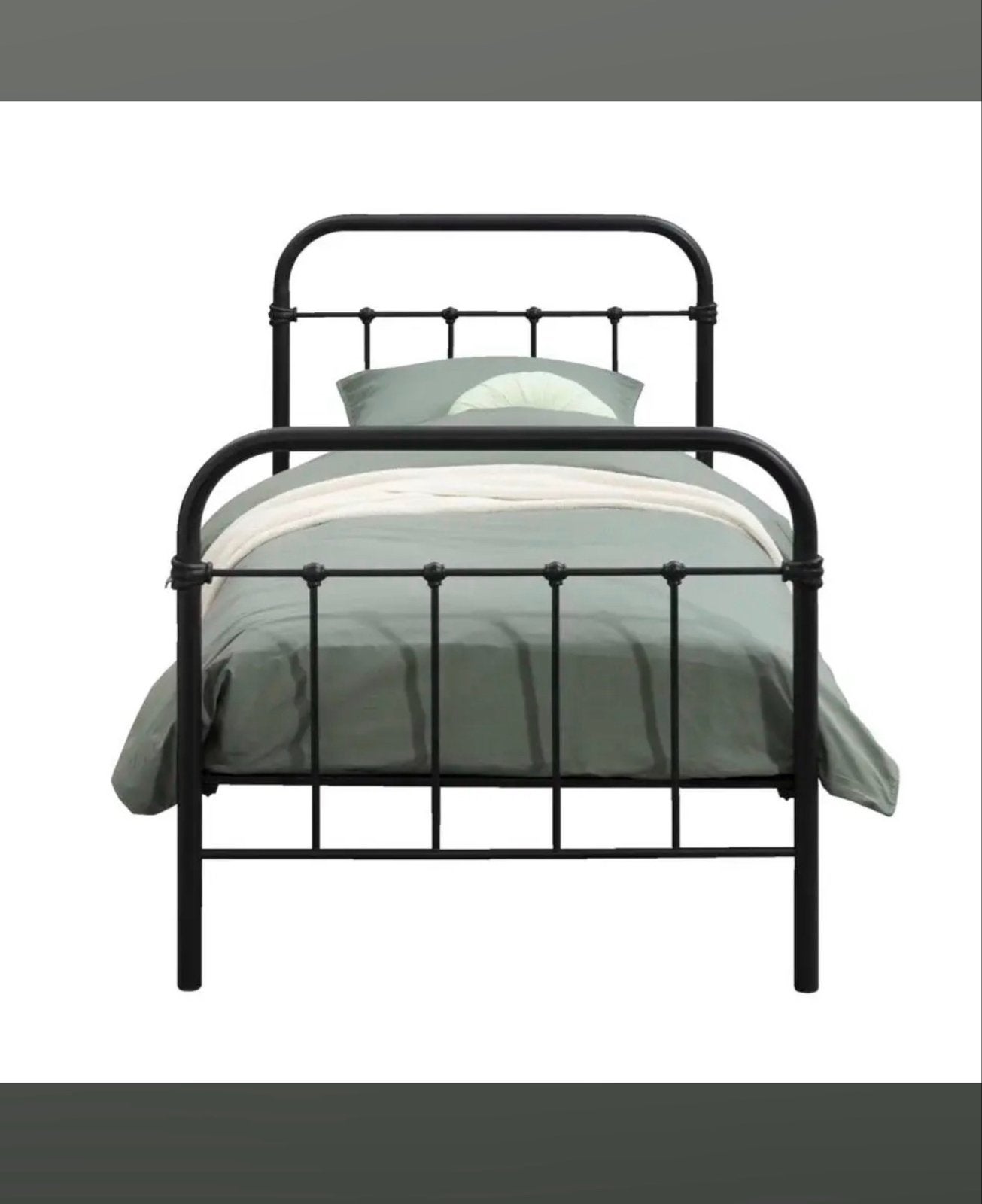 Eenpersoons bed 90x200 cm - Staal, zwart, Ophalen, Gebruikt, 90 cm, Eenpersoons