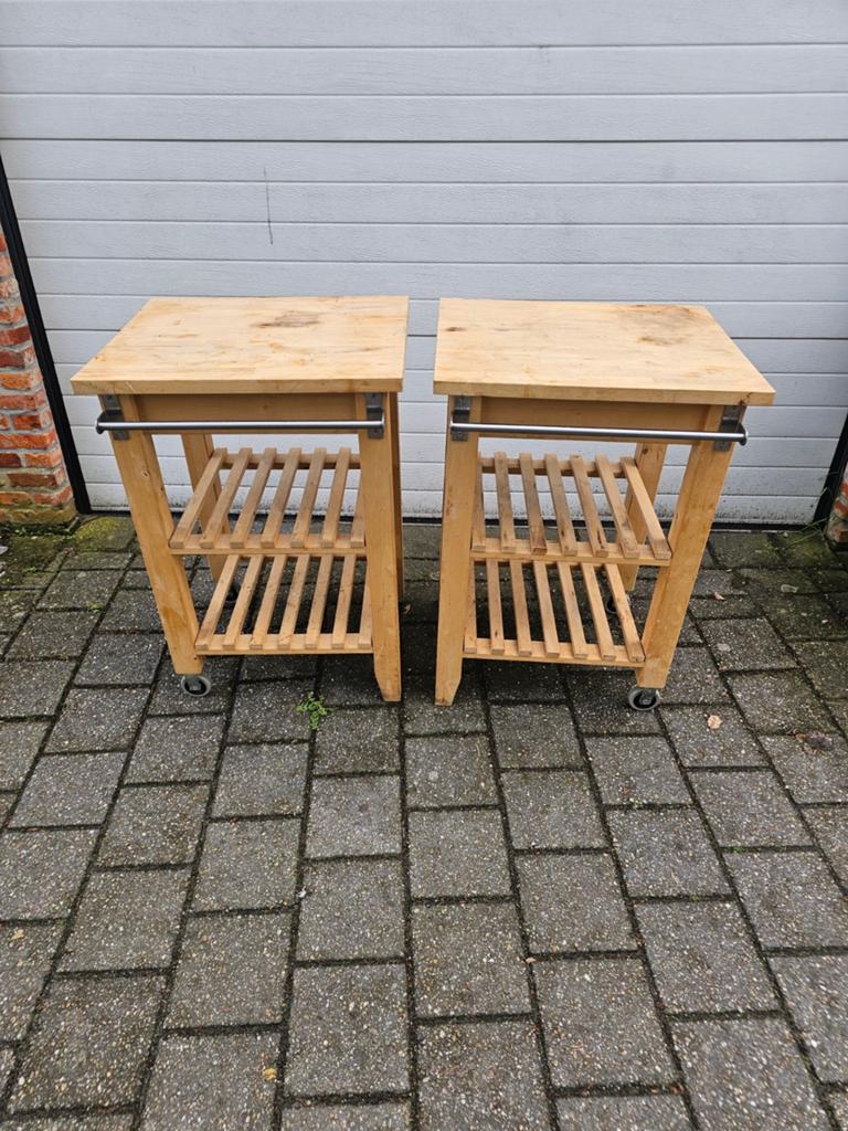 IKEA BEKVÄM Keukentrolley - Massief berkenhout, Beige, Gebruikt, Hout, IKEA