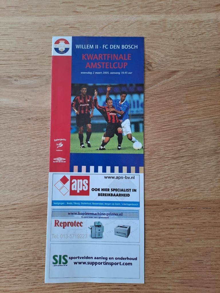 Programmaboekje Willem II - FC Den Bosch amstel cup 2005, Ophalen of Verzenden, Zo goed als nieuw, Willem II, Boek of Tijdschrift