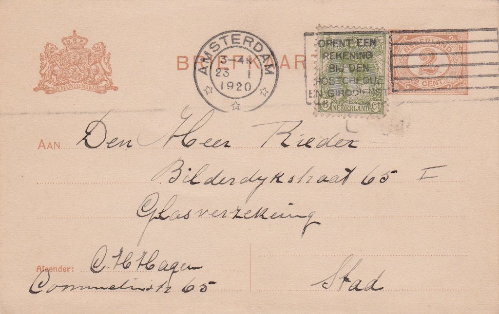 Postwaardestuk - Briefkaart. Geuzendam 88-II. bijfrankering, Ophalen of Verzenden, Briefkaart