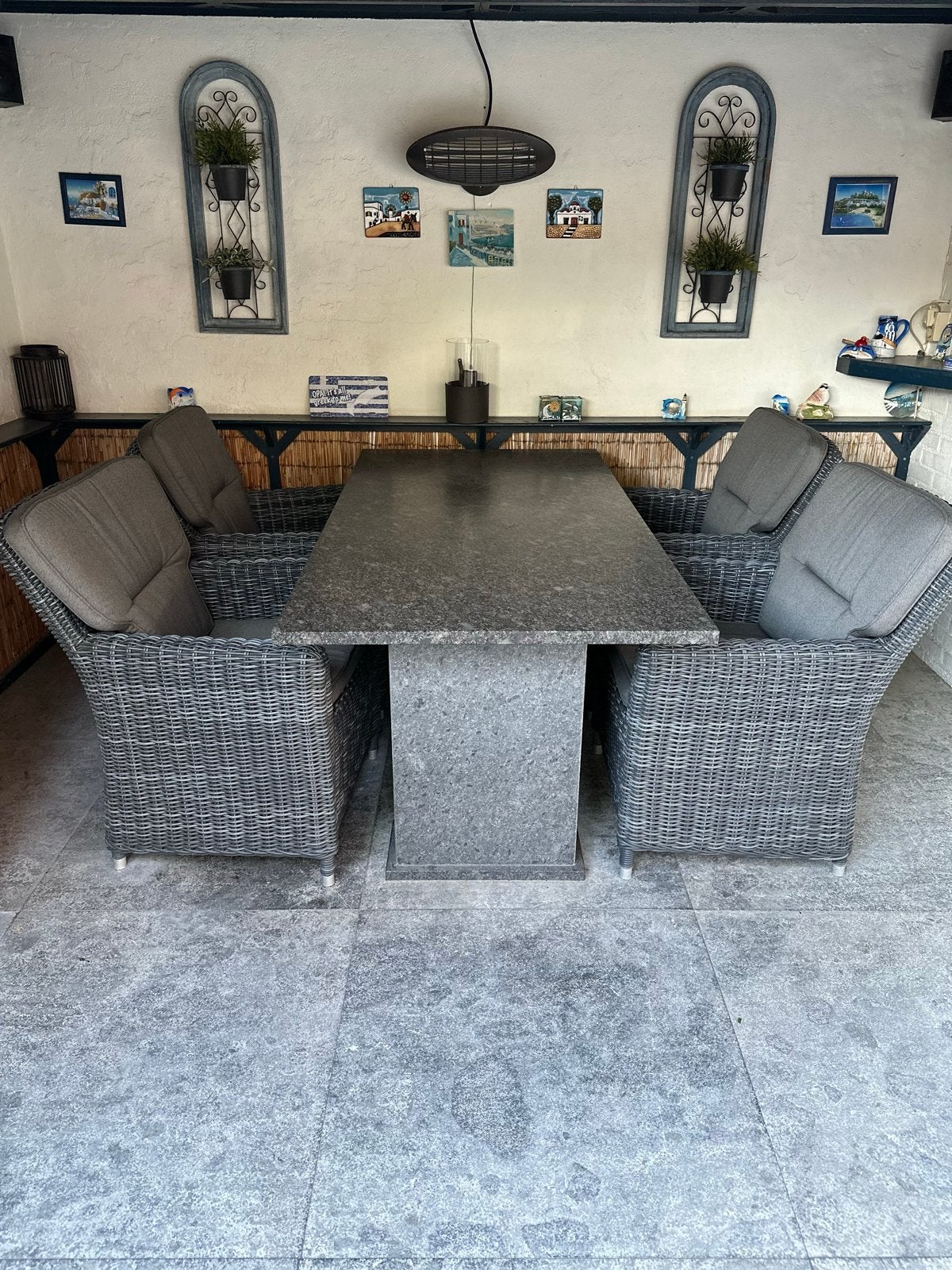 Luxe tuinset: 6mm rotan stoelen en granieten tafel, Tuin en Terras, Ophalen, Eettafel, Rotan, 6 zitplaatsen