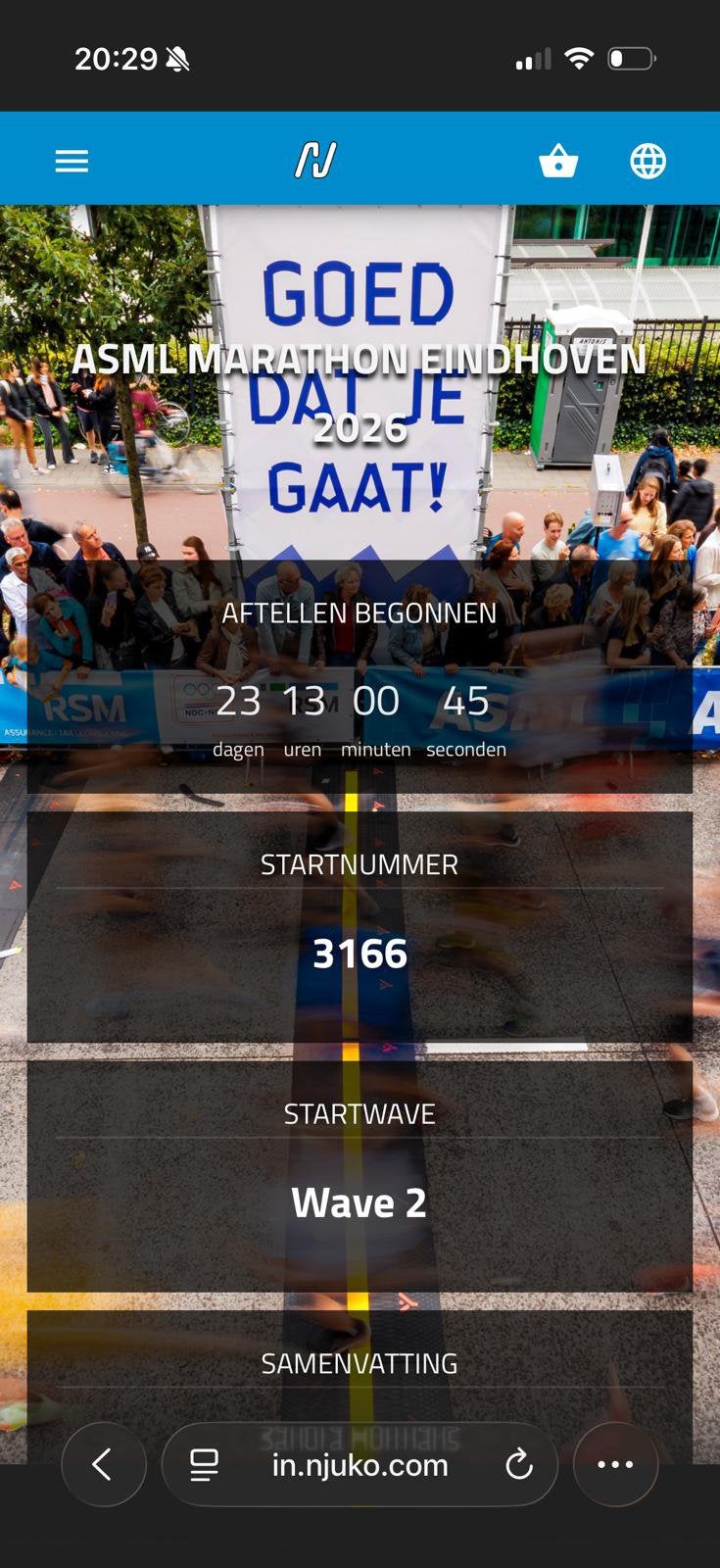 Startbewijs hele marathon Eindhoven, Eén persoon