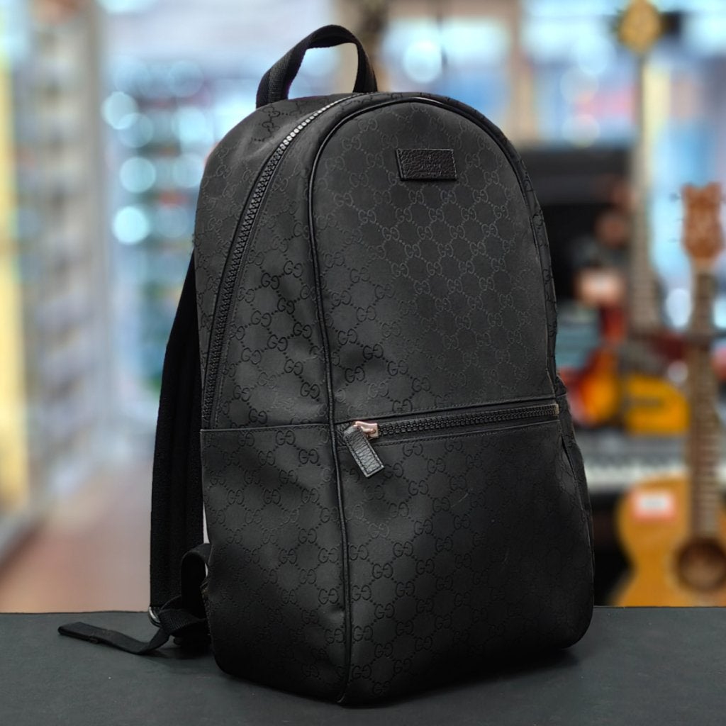 Gucci Nylon GG Guccissima Black Slim Backpack Travel Bag - I, Sieraden, Tassen en Uiterlijk, Gucci, Zo goed als nieuw, Support@gucci.com