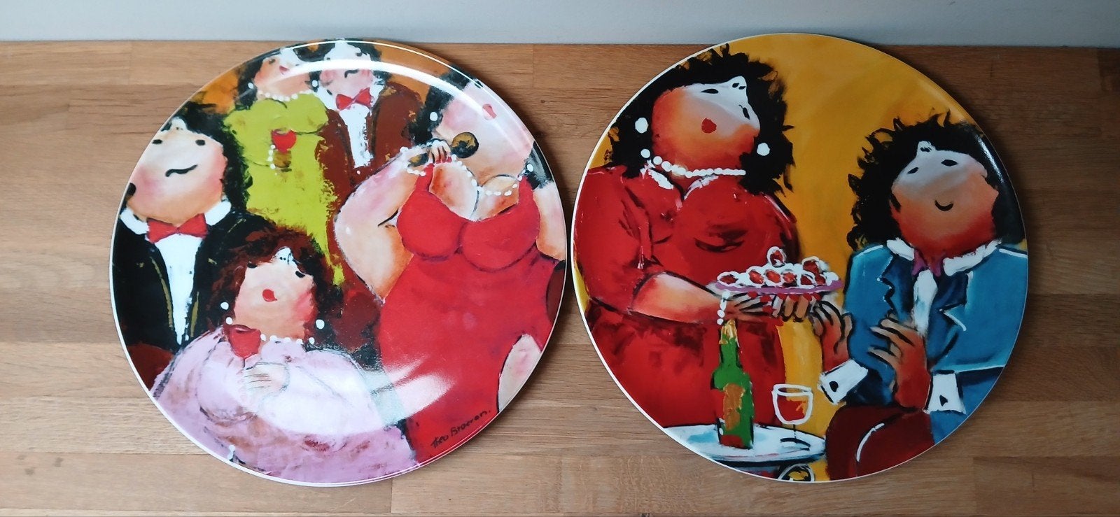 2 Theo Broeren Taste of Art borden: Slagroomsoesjes & Toast, Antiek en Kunst, Meerkleurig, Set, Overige materialen, 31 cm