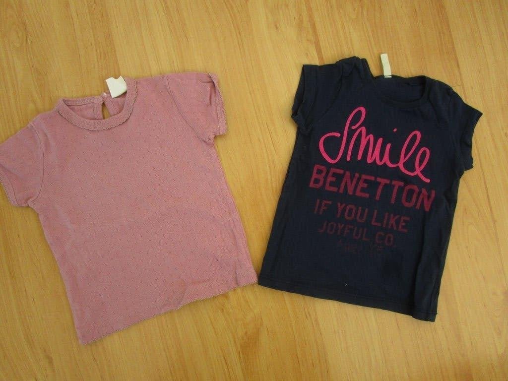 Hema + Benetton - twee shirts maat 80, Benetton + Hema, Meisje, Ophalen of Verzenden, Zo goed als nieuw