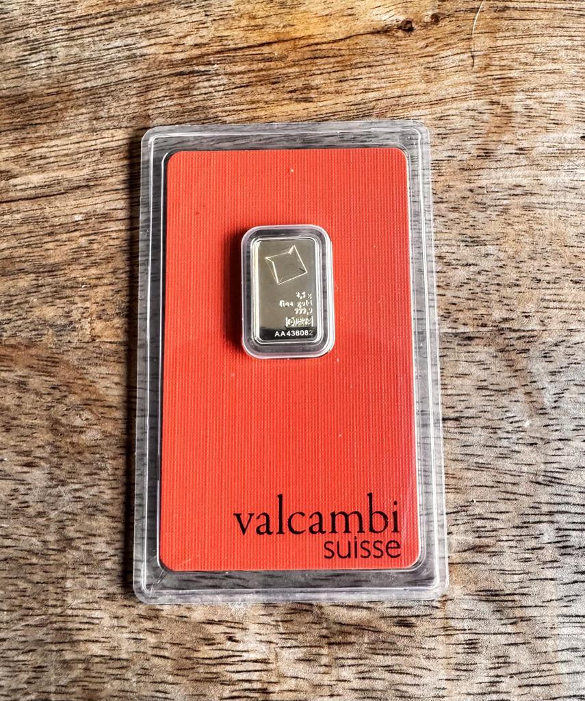 Valcambi suisse 2.5 gram, Postzegels en Munten, Edelmetalen en Baren, Ophalen of Verzenden, Goud