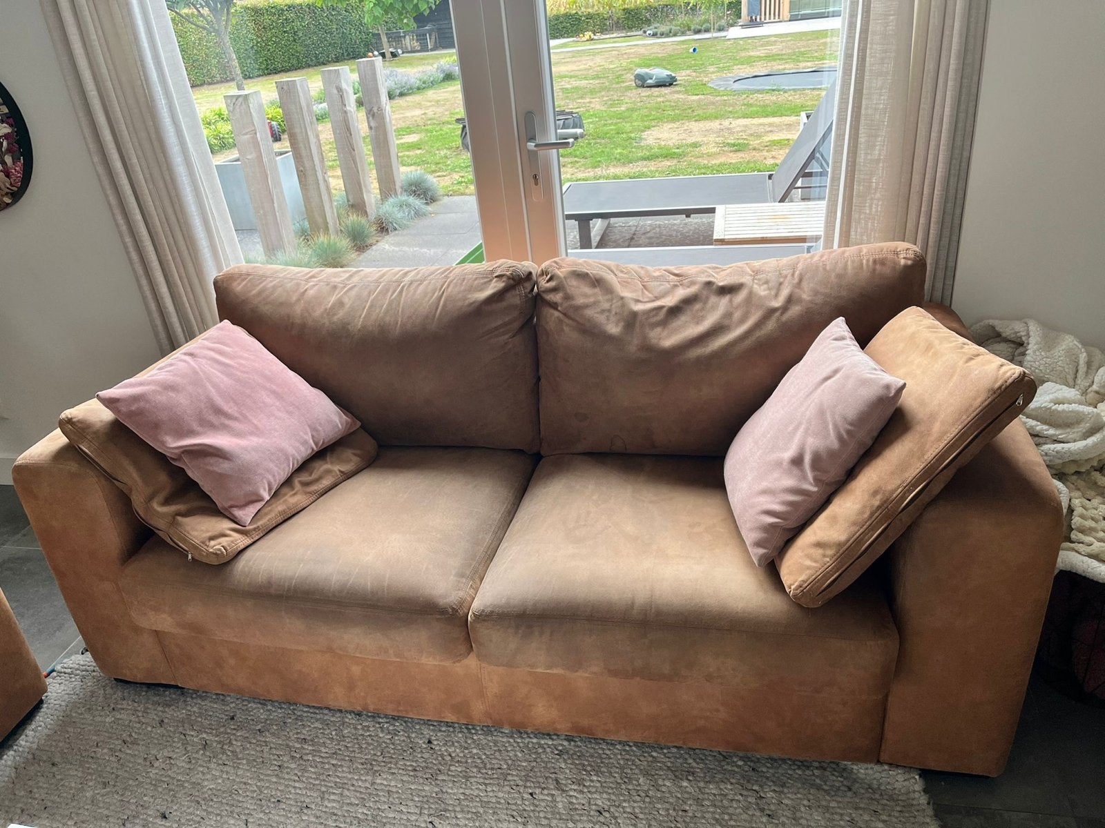 Leren 3- en 2,5-zitsbank set, Ophalen, Gebruikt, Rechte bank, 200 tot 250 cm