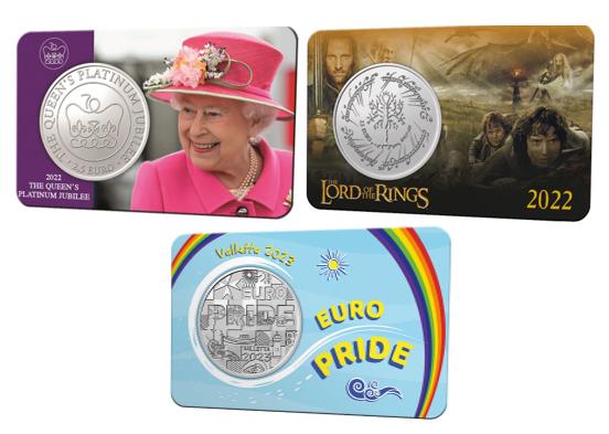 3 Coincards Malta van 2022 & 2023: Queen, Lord Ring & Pride, Ophalen of Verzenden, Malta, Overige waardes