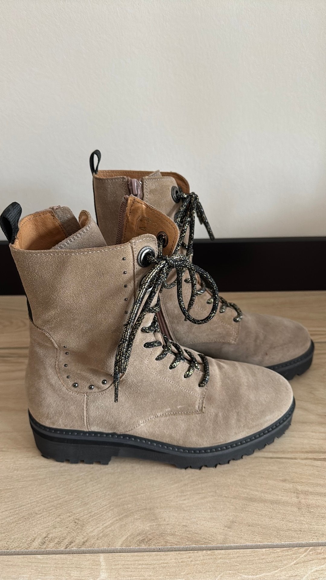 Bruine Veterboots / enkellaarsjes Piedi Nudi maat 38, Bruin, Lage of Enkellaarzen, Ophalen of Verzenden, Zo goed als nieuw