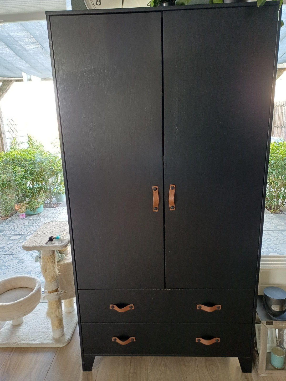Woood Zwarte Kast - Kledingkast, Huis en Inrichting, Ophalen, Gebruikt, Met deur(en), 50 tot 100 cm