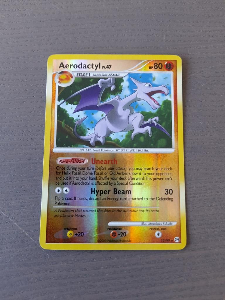 2009 arceus 13/99 aerodactyl reverse, Ophalen of Verzenden, Zo goed als nieuw, Losse kaart, Foil