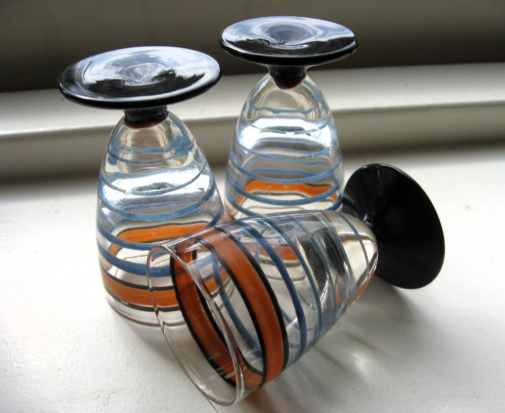 Drie retro likeurglaasjes uit de jaren 50, Verzamelen, Retro, Ophalen of Verzenden, Huis en Inrichting