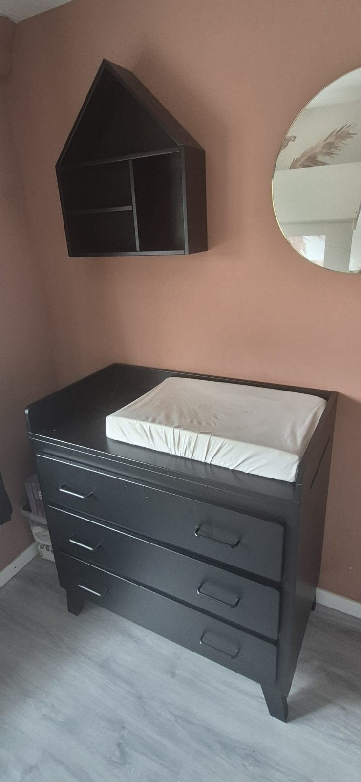 Zwarte commode met huisje, Ophalen, 50 tot 70 cm, 100 cm of meer, 90 tot 105 cm