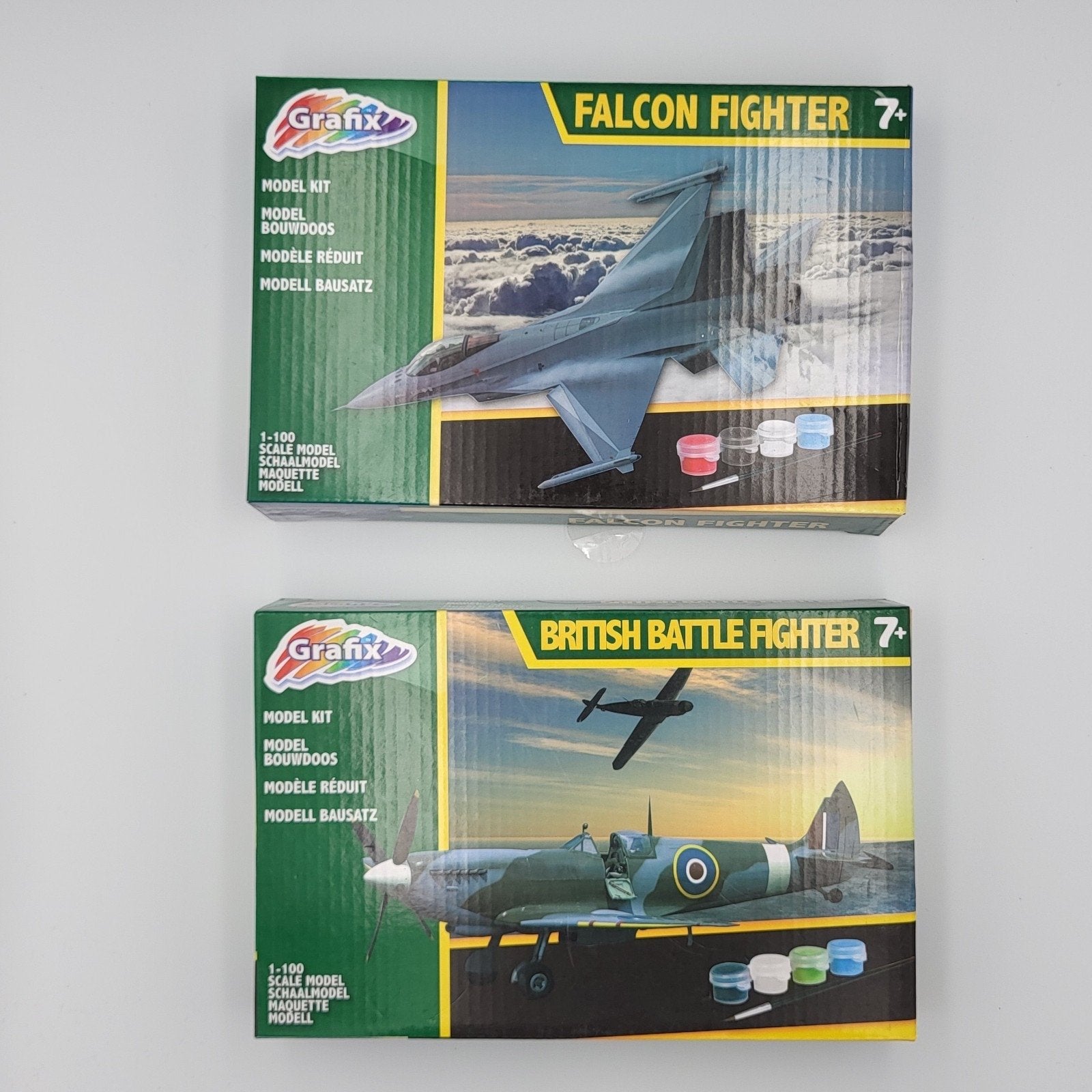 Grafix Modelbouw: Falcon Fighter & British Battle Fighter, Overige merken, 1:72 tot 1:144, Nieuw, Ophalen of Verzenden