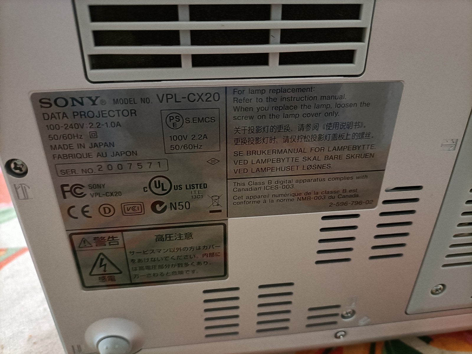 Sony VPL-CX20 3LCD XGA Projector, Ophalen, Gebruikt, LCD, Sony