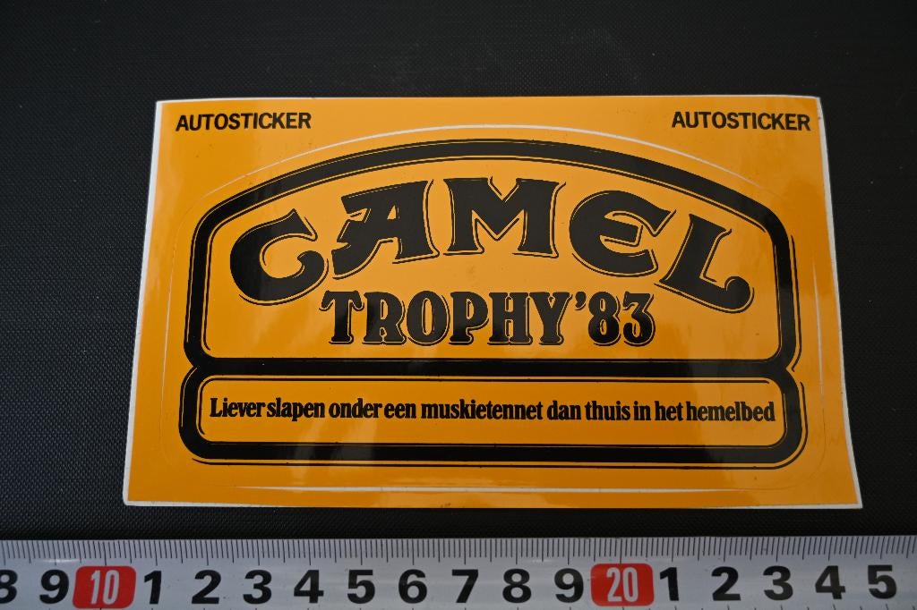 sticker camel trophy '83 liever slapen onder 'n muskietennet, Ophalen, Zo goed als nieuw