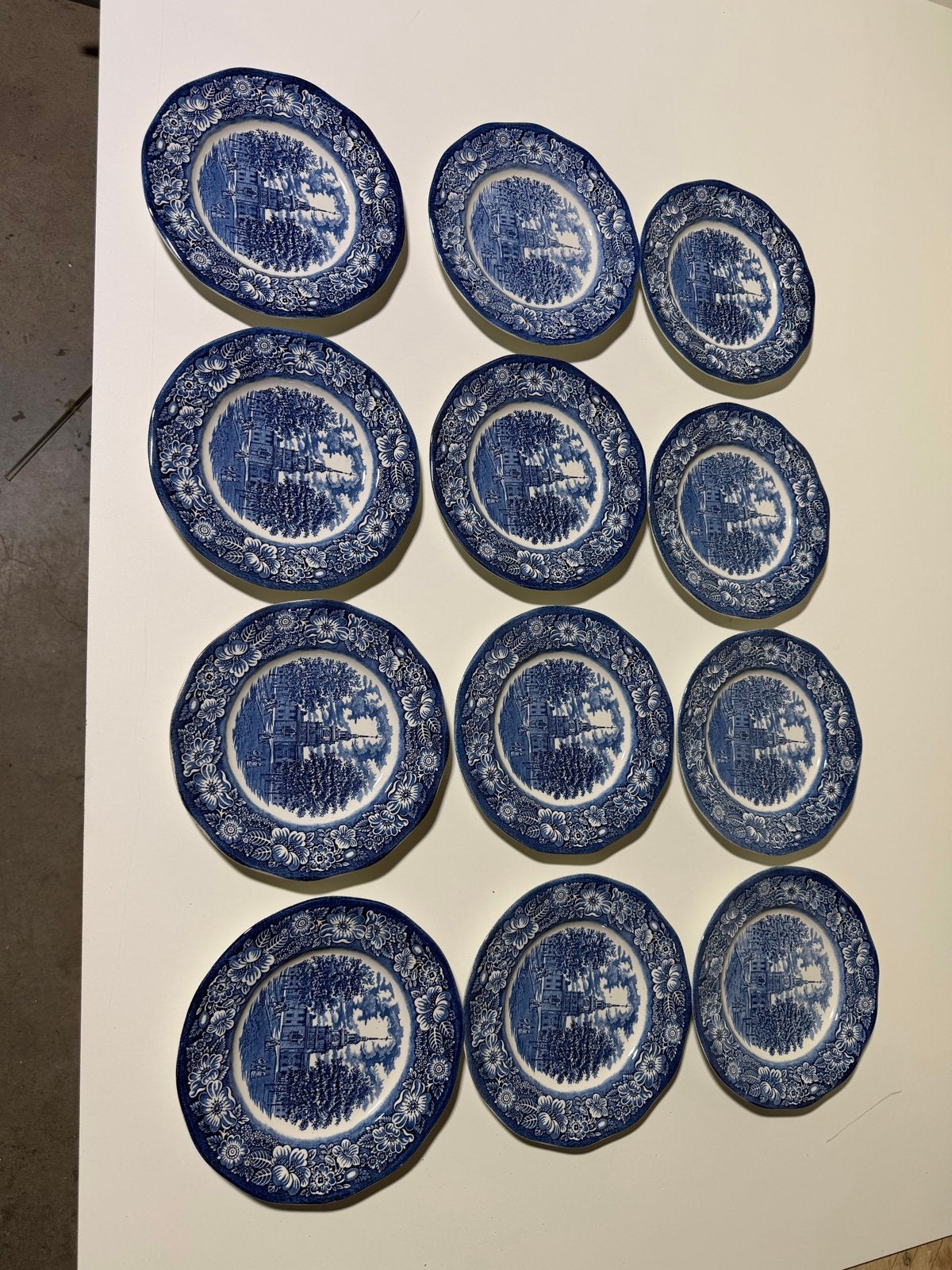 Liberty Blue Independence Hall borden set (12 stuks), Ophalen