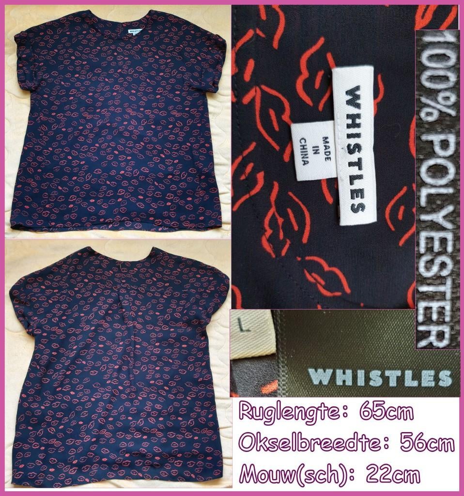 WHISTLES zwart-rode zomerblouse maat L nieuw, Maat 38/40 (M), Zwart, Nieuw, Ophalen of Verzenden