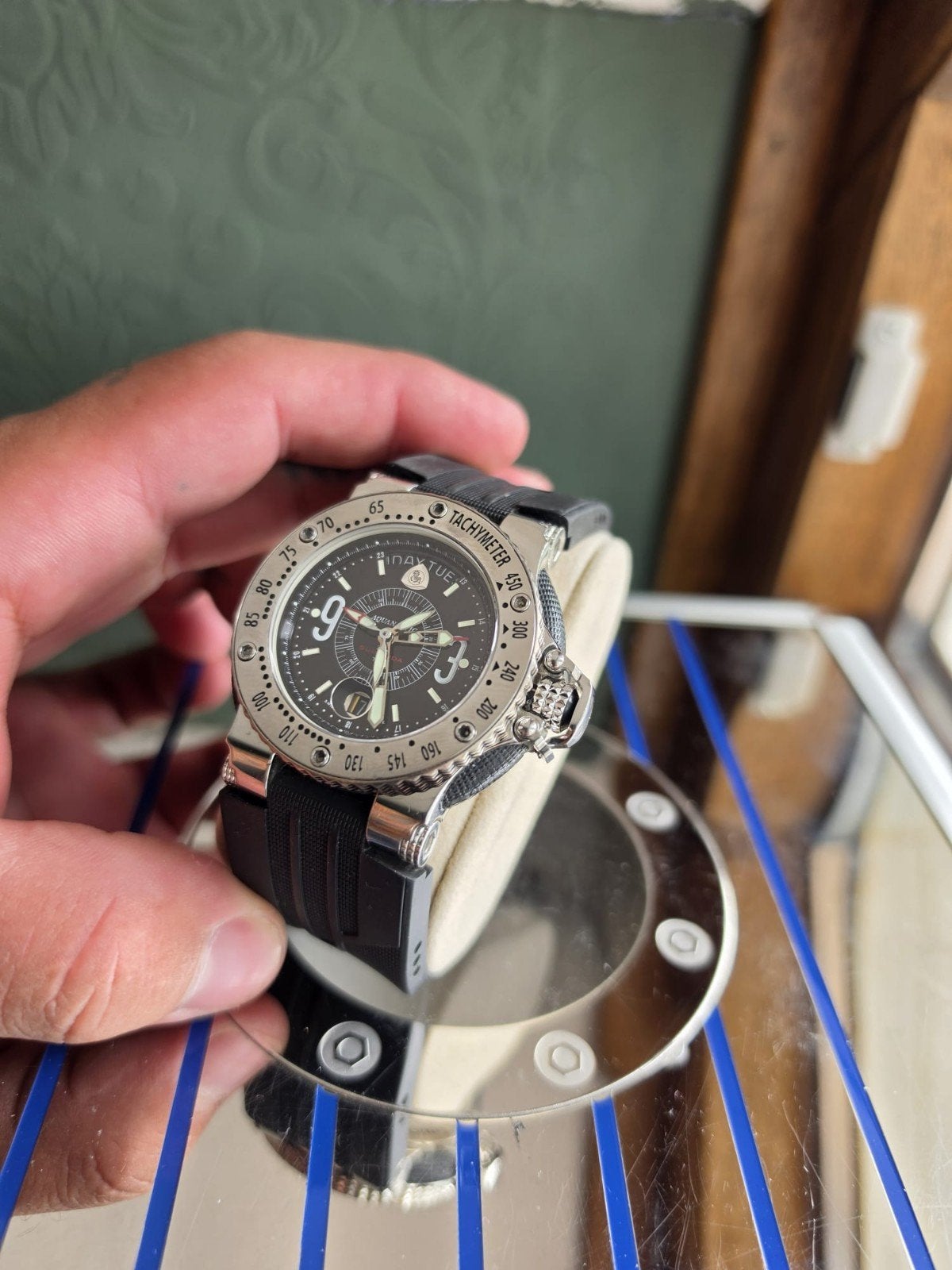 Aquanautic King Cuda duikhorloge met rubberen band, Staal, Polshorloge, Kunststof, Zo goed als nieuw