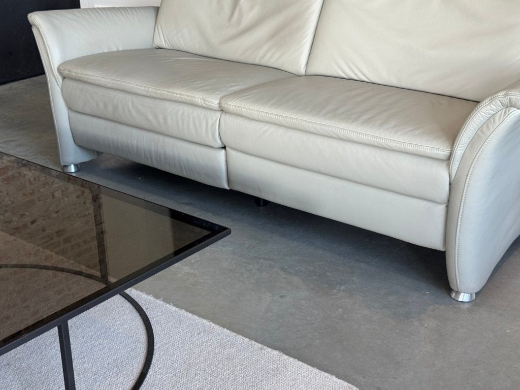 Polipol relaxbank grijs-crème – hoge rug en hoge zit - Leer, Tweepersoons, Ophalen of Verzenden, Rechte bank, Office@polipol-international.com