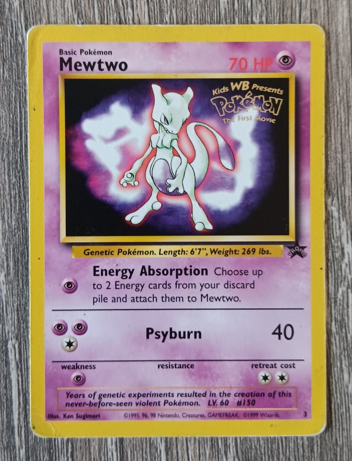 Mewtwo promo Wizards Black Star stamped, Ophalen of Verzenden, Gebruikt, Losse kaart