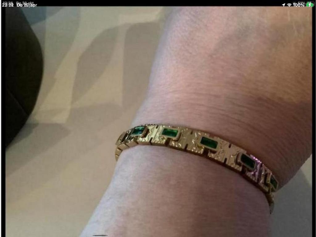 Vintage vergulde armband met Peridoot GP, Sieraden, Tassen en Uiterlijk, Armbanden, Verzenden, Zo goed als nieuw, Goud, Overige materialen
