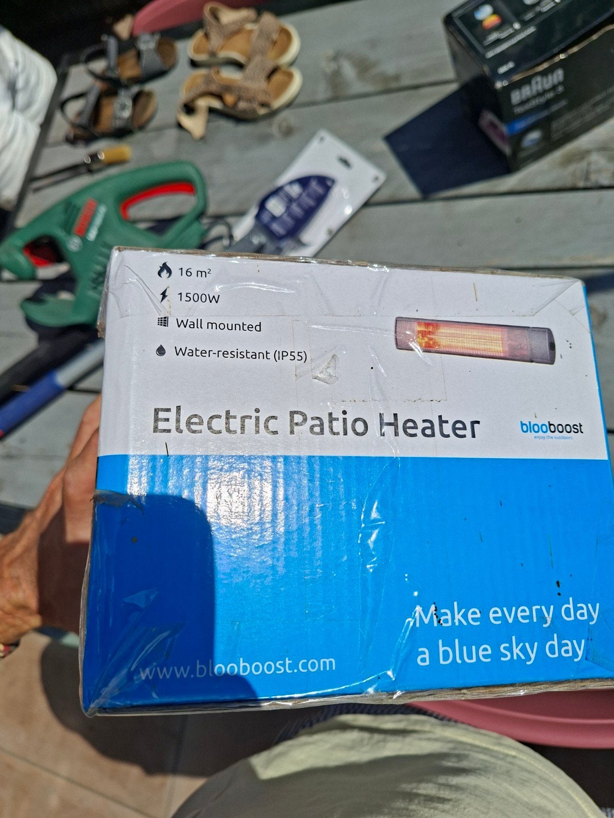 Blooboost Elektrische Terrasverwarmer - Nieuw in doos, Elektrisch, Nieuw, Ophalen of Verzenden, Waterbestendig