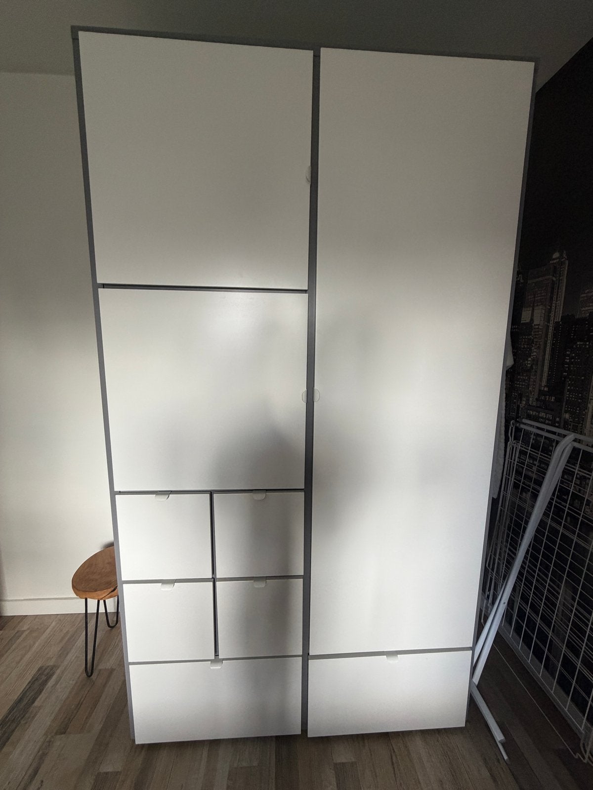 IKEA VISTHUS Kledingkast - Wit/Grijs (122x59x216 cm), Huis en Inrichting, Ophalen, Overige materialen, Gebruikt, 100 tot 150 cm