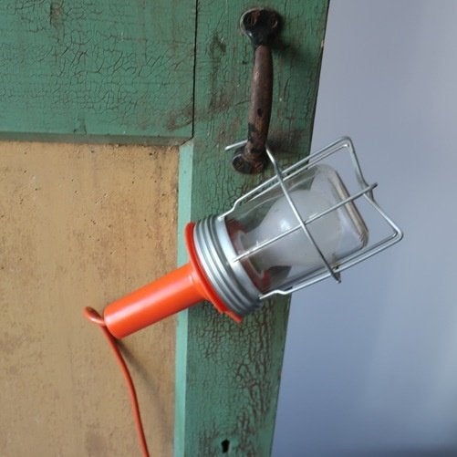 Looplamp kooilamp industrie origineel oranje hanglamp lamp, Huis en Inrichting, Gebruikt, Industrie, Glas, E27 (groot)