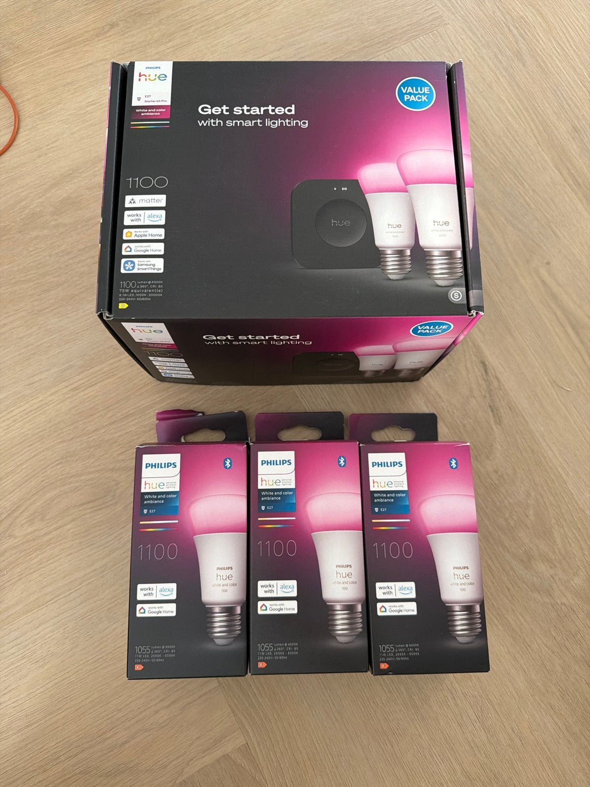 Philips Hue Starter Pack met 3 Color Lampen, Meerkleurig, Nieuw, Philips Hue, Dimbaar