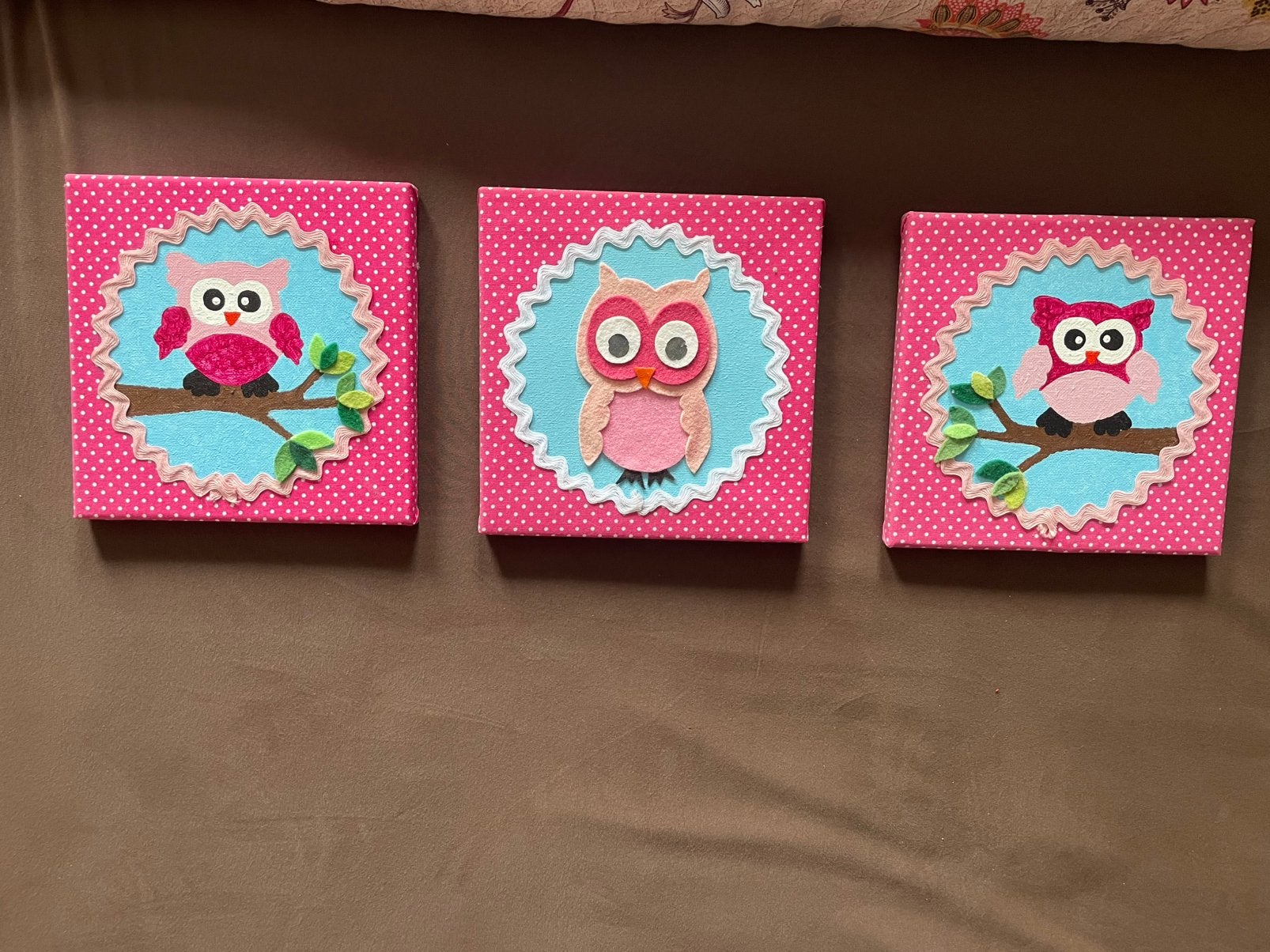 Kinderkamer decoratie uiltjes, Ophalen of Verzenden, Zo goed als nieuw, Minder dan 50 cm, Schilderij
