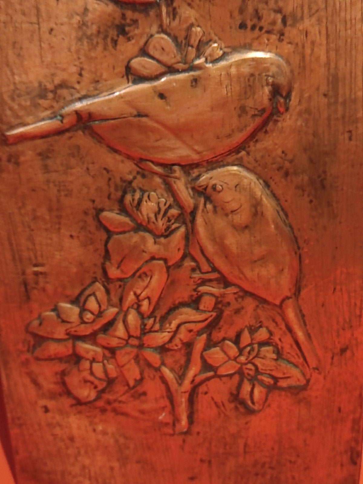 koperen wandpaneel met een vogelmotief, Ophalen of Verzenden