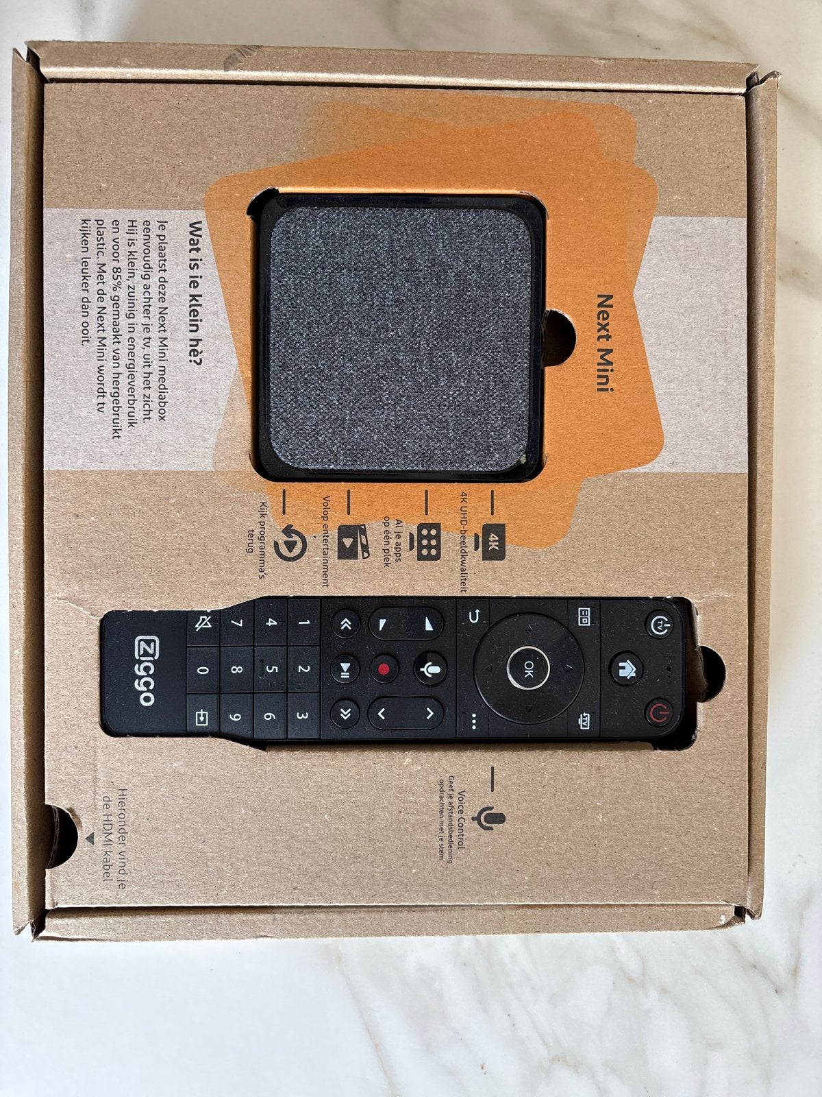 Ziggo Next Mini Mediabox met Afstandsbediening, Audio, Tv en Foto, Ophalen of Verzenden, Zo goed als nieuw, Decoder