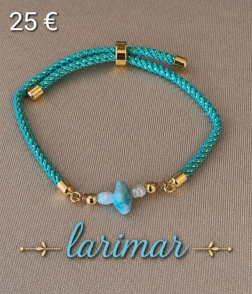 Handgemaakte Larimar armband uniek rhodium verstelbaar, Ophalen of Verzenden, Nieuw