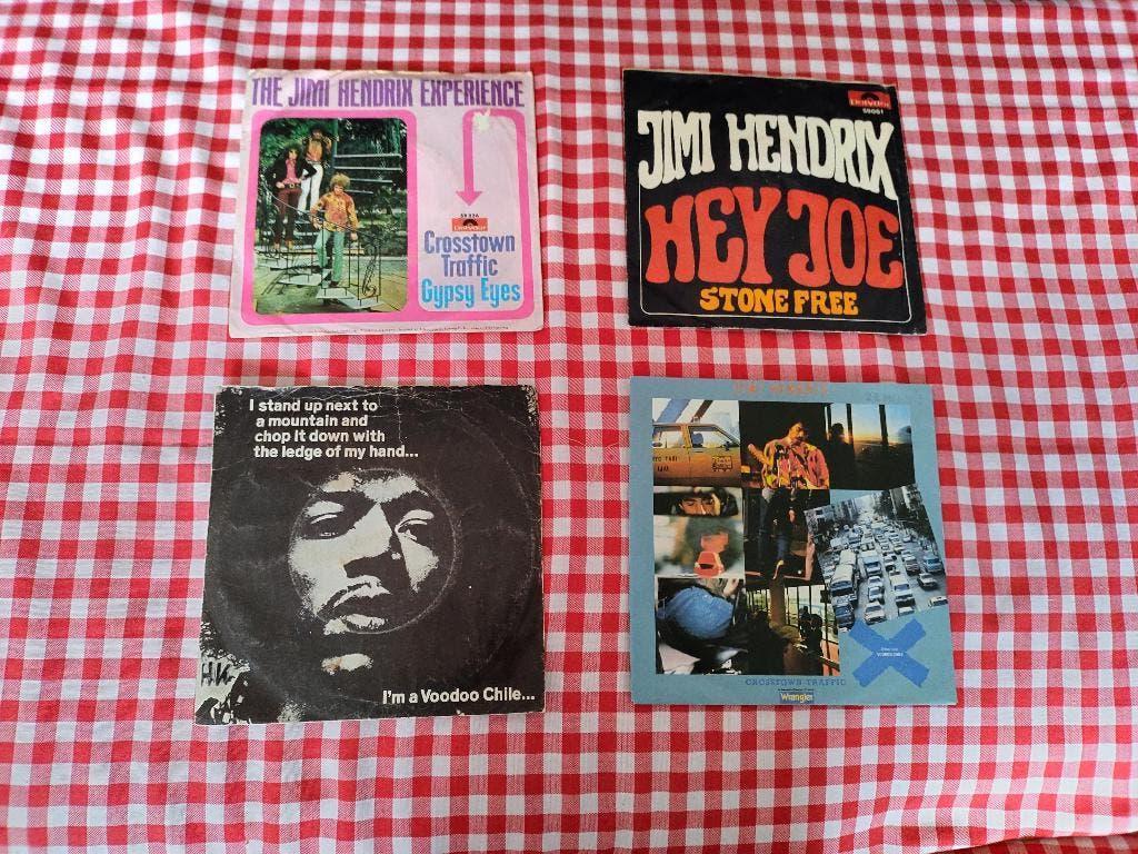 Jimi Hendrix 7 inch Hey Joe / Voodoo Chile  4 stuks, Gebruikt, Fotohoes, 7 inch, Ophalen of Verzenden