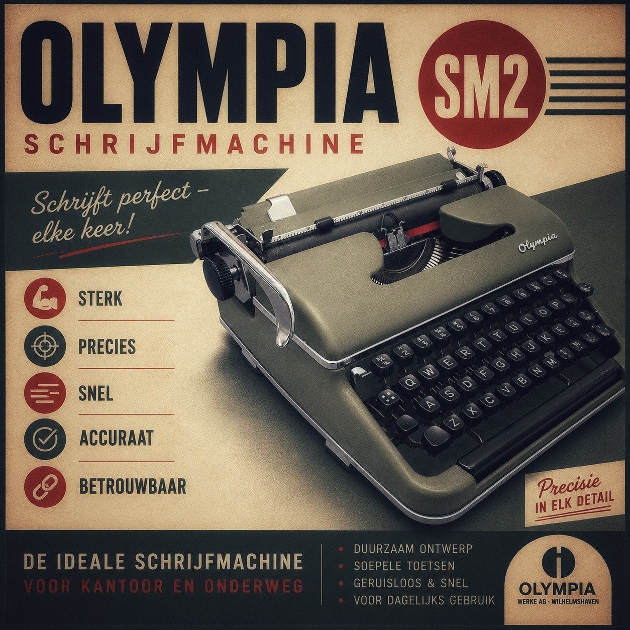 Olympia SM2, 1953, vakkundig gereviseerd, Diversen, Ophalen of Verzenden, Gebruikt