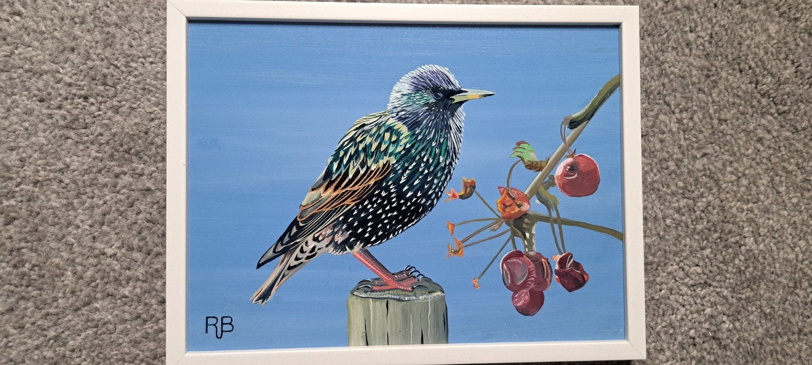 Spreew met kersen - Origineel schilderij van Ron Brinkman, Acrylverf, Hout, Ingelijst, Ophalen of Verzenden