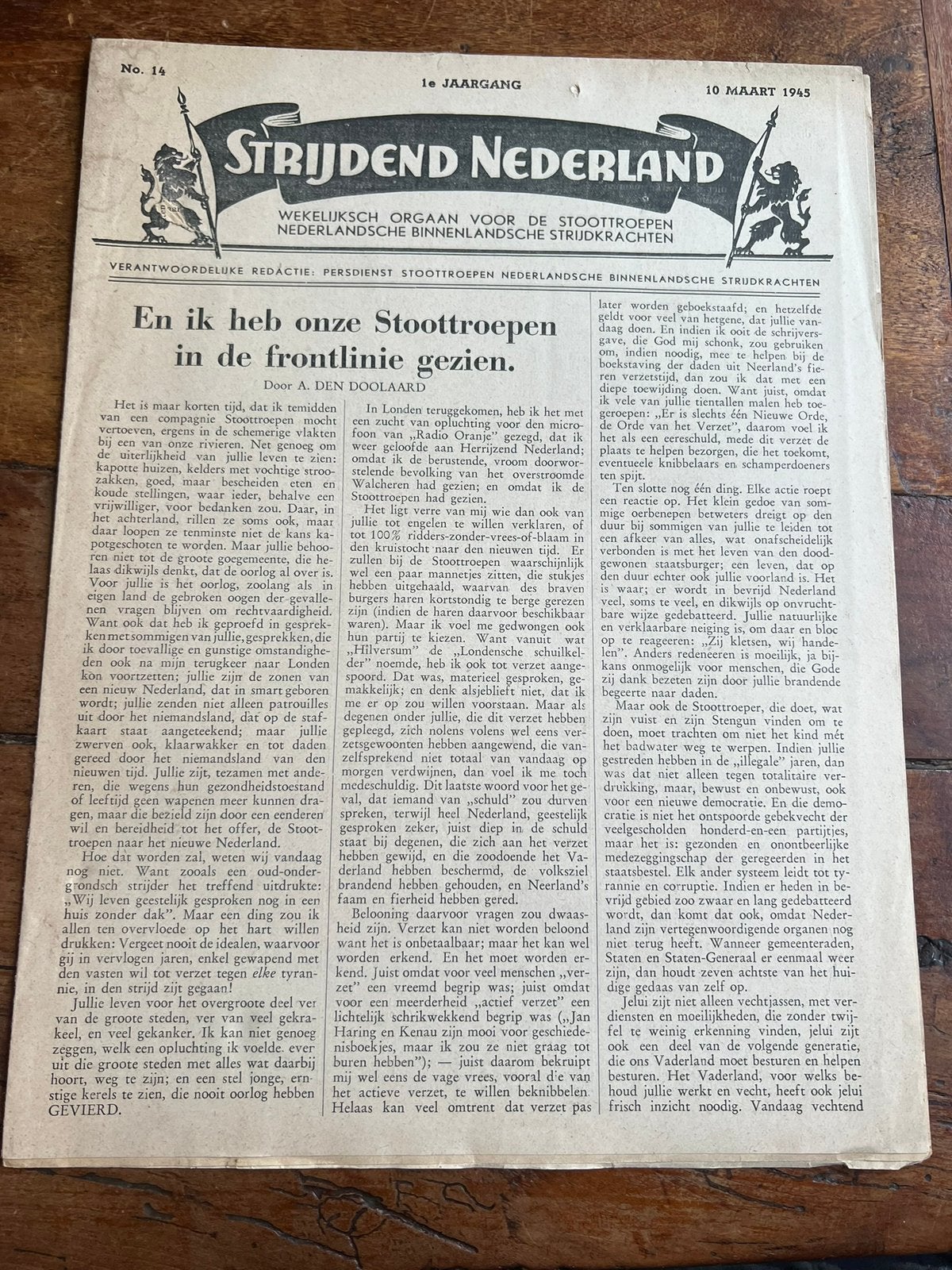 WO2 Nederlands weekblad stoottroepen Venlo maart 1945 Venlo, Verzenden, Nederland, Boek of Tijdschrift