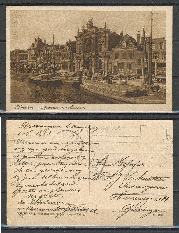 Haarlem 1912 Spaarne TEILERS MUSEUM Ansichtkaart m-7 jdu, Verzamelen, Ansichtkaarten | Nederland, Ophalen of Verzenden, Voor 1920
