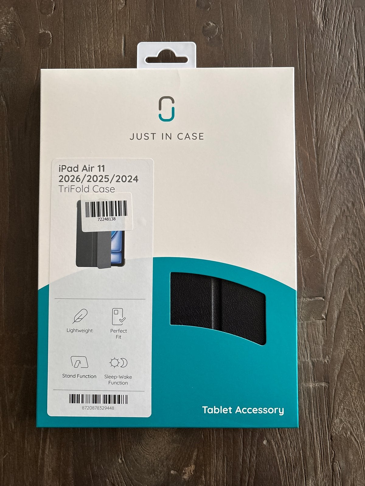Just in Case TriFold Case voor iPad Air 11 (2024-2026), Zwart, Apple iPad Air, 11 inch, Nieuw