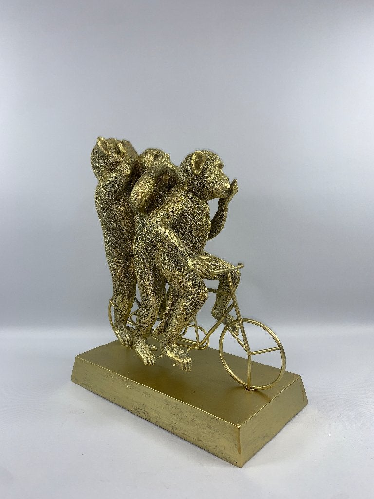 3 apen op een fiets - horen, zien en zwijgen - Shabella-deco, Overige stijlen, Shabella, Nieuw, Ophalen of Verzenden