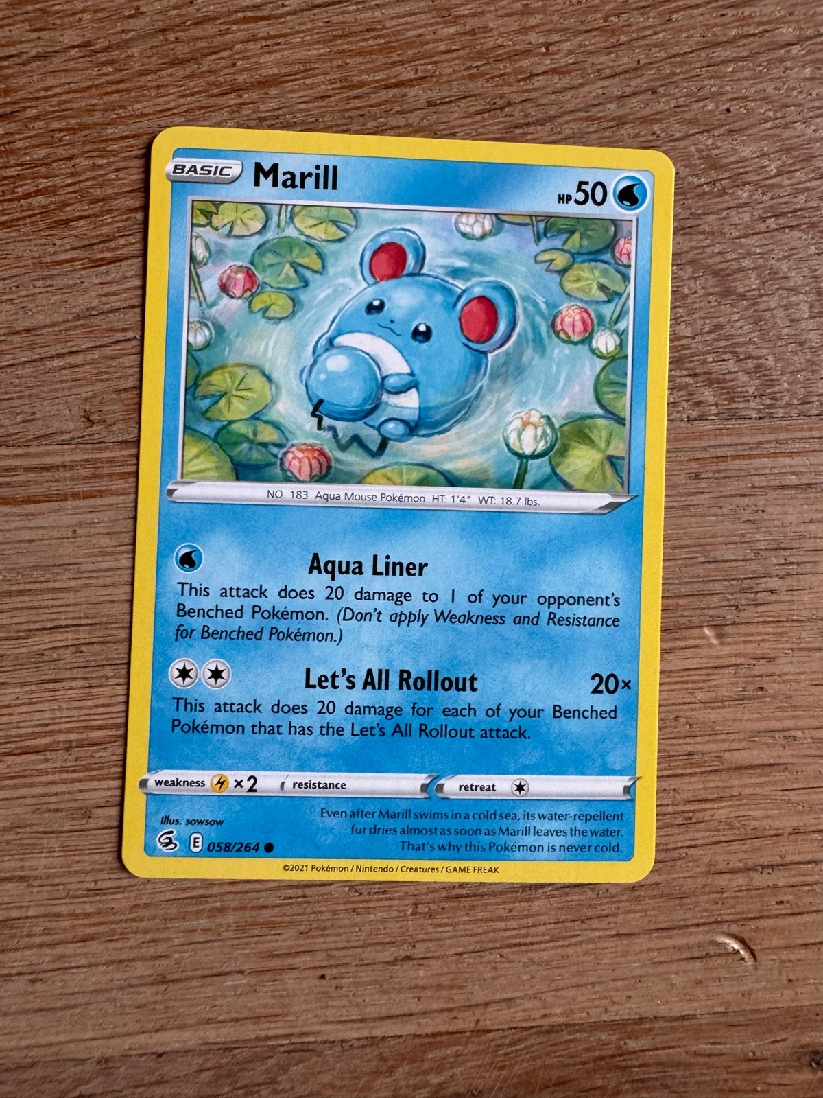 Pokémon Kaart: Marill 058/264 - Basic HP 50, Ophalen of Verzenden, Zo goed als nieuw, Losse kaart