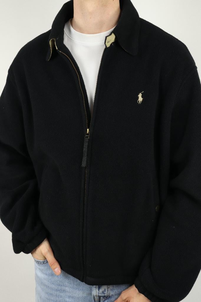 Ralph Lauren fleece harrington jas jack - L, Maat 52/54 (L), -, Zwart, -