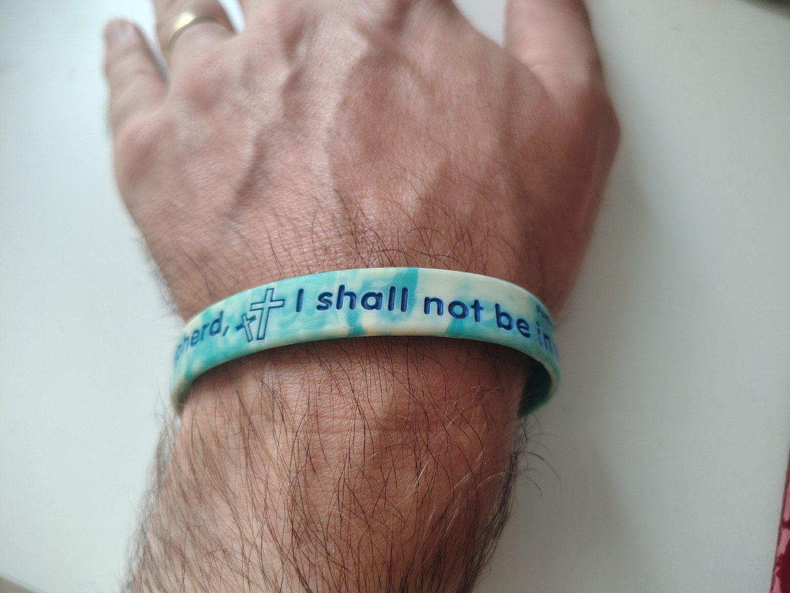 Rubberen Armband met Bijbeltekst Psalm 23:1, Ophalen of Verzenden, Nieuw