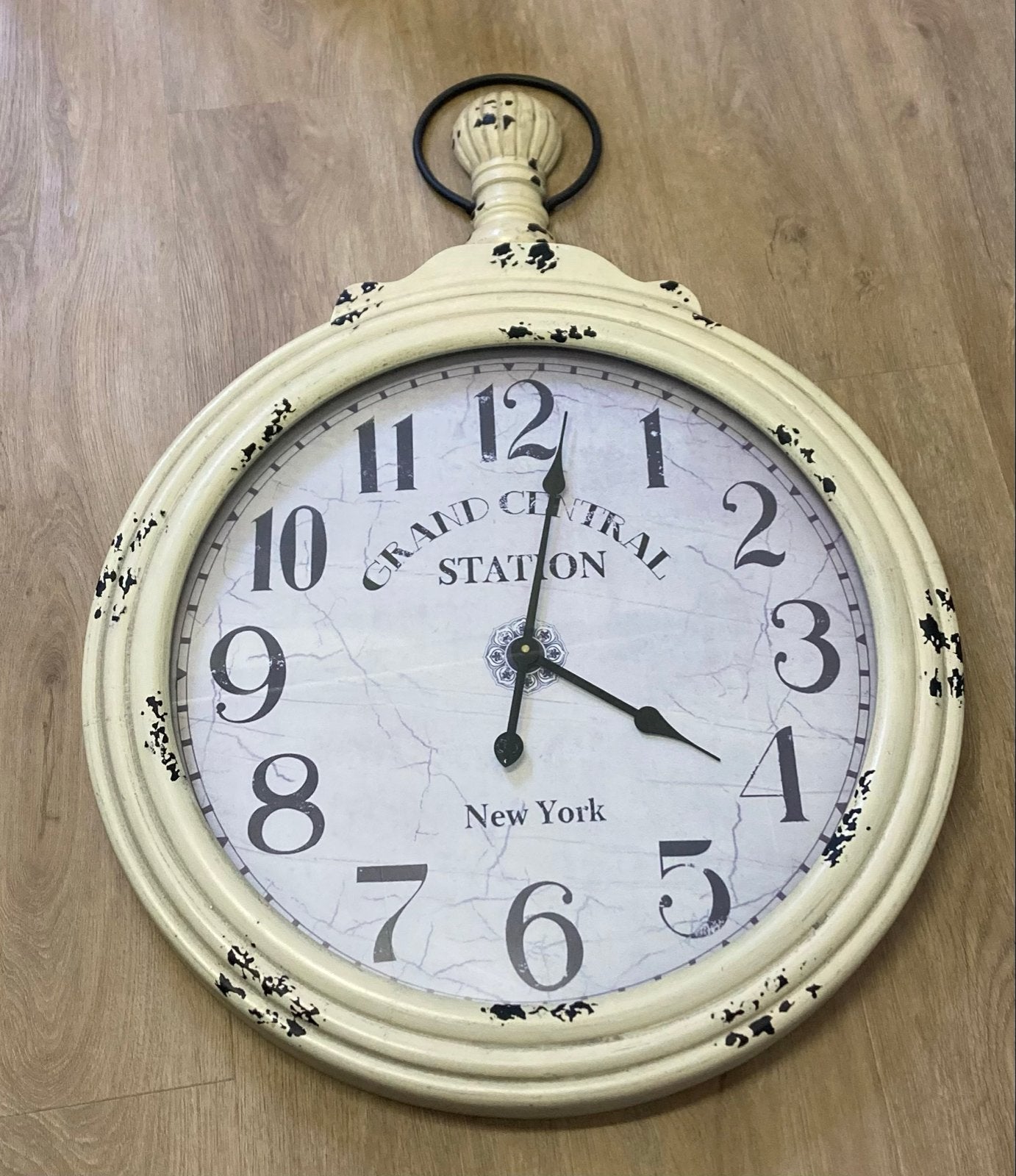 Grote wandklok 'Grand Central Station' - 72 cm diameter, Wandklok, Vintage, Analoog, Werkt op batterijen